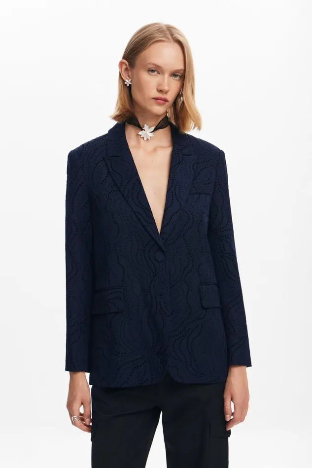 Women Coats And Jackets Desigual Embroidered Floral Blazer