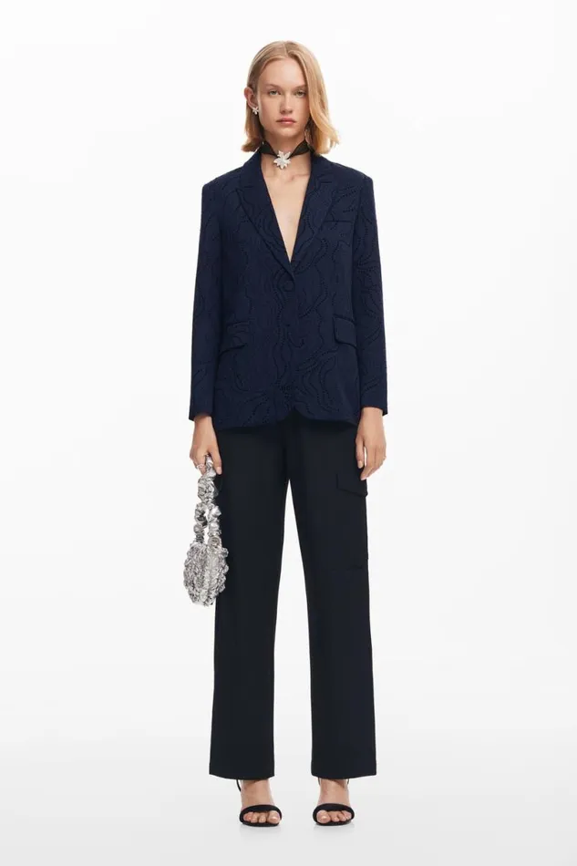 Women Coats And Jackets Desigual Embroidered Floral Blazer
