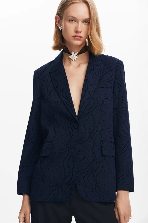 Women Coats And Jackets Desigual Embroidered Floral Blazer