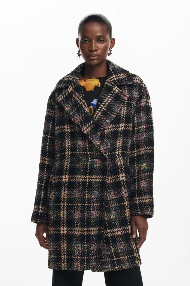 Women Coats And Jackets Desigual Short Checkered Coat