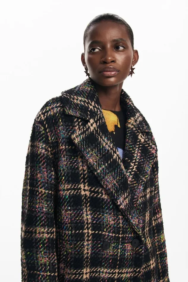 Women Coats And Jackets Desigual Short Checkered Coat