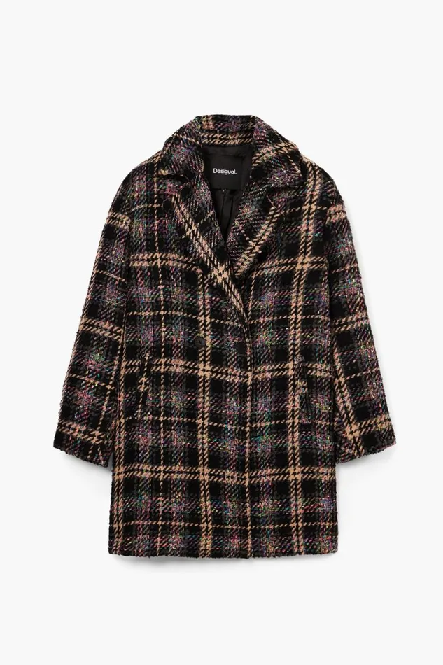 Women Coats And Jackets Desigual Short Checkered Coat