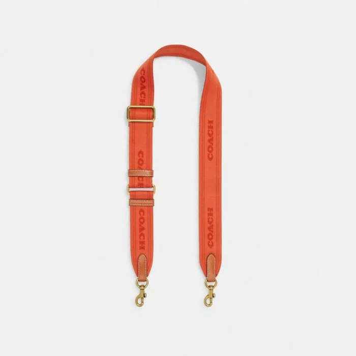 Women Colorblock Webbing Strap Brassorange Rust Multi Coach Bag Straps and Keychains