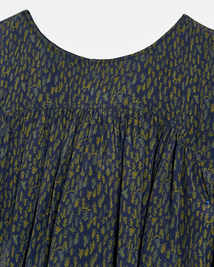 Women Curved Yoke Blouse Navy Billy Reid Tops