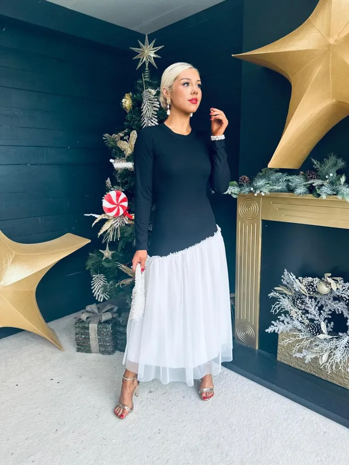 Women Day Dress Canella Lane Amelia Detailer Midi Dress Monochrome