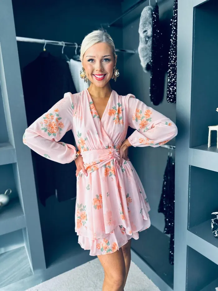 Women Day Dress Canella Lane Angie Frill Detail Mini Dress Peach