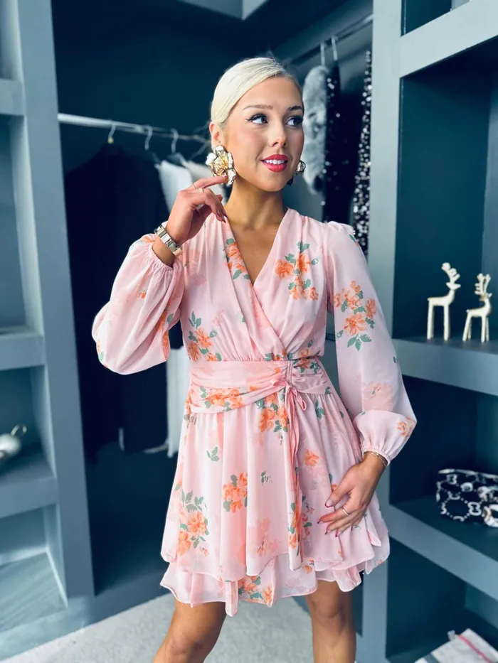 Women Day Dress Canella Lane Angie Frill Detail Mini Dress Peach