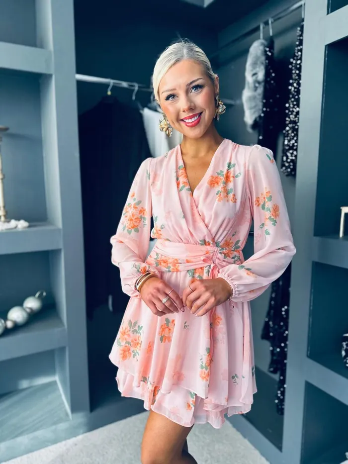 Women Day Dress Canella Lane Angie Frill Detail Mini Dress Peach