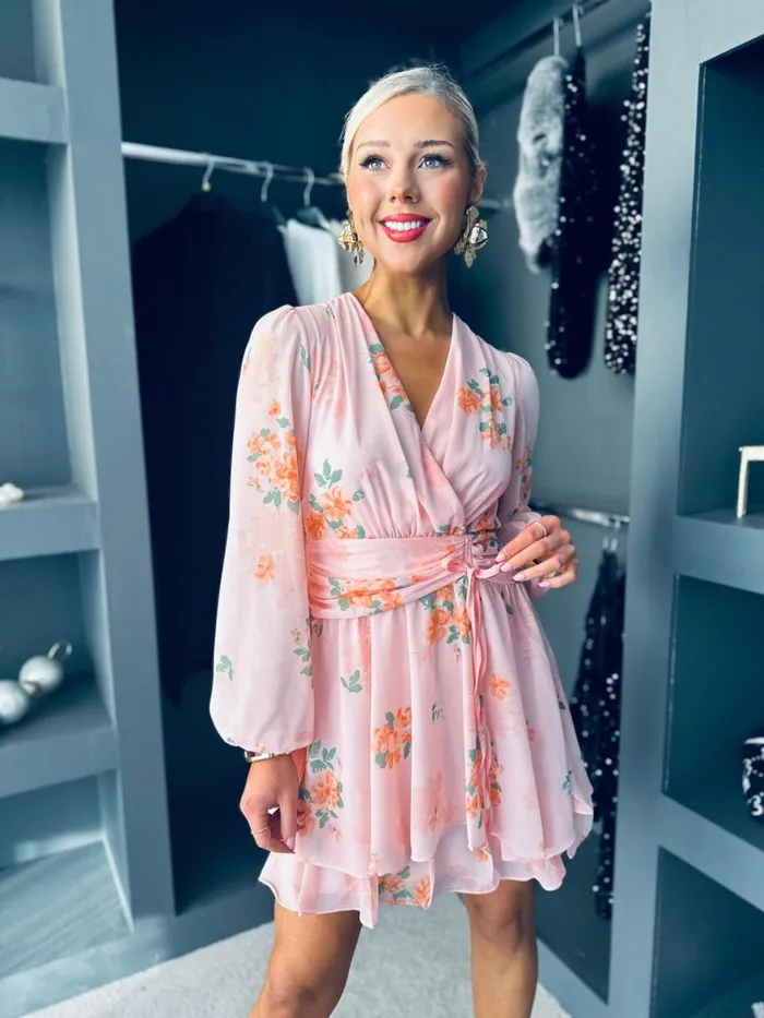 Women Day Dress Canella Lane Angie Frill Detail Mini Dress Peach