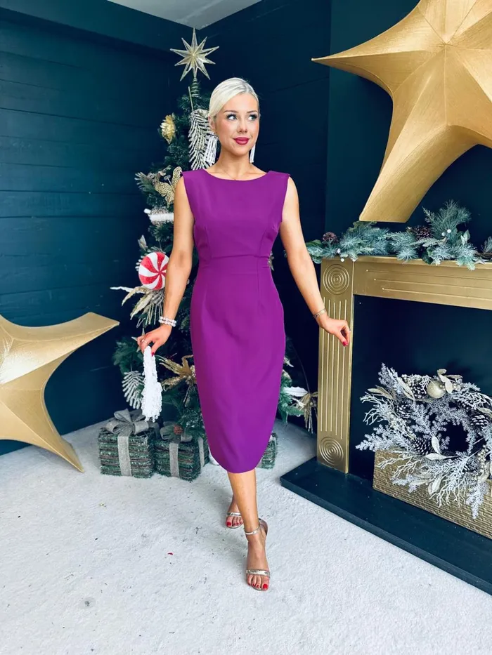 Women Day Dress Canella Lane Hilda Scoup Back Midi Dress Berry