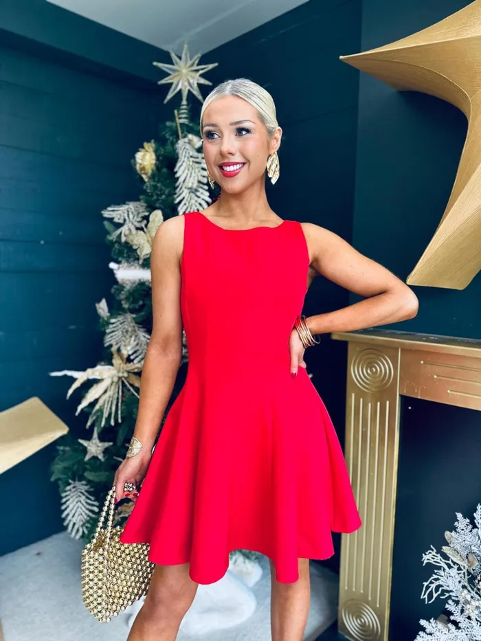Women Day Dress Canella Lane Jules Detailed Mini Dress Red