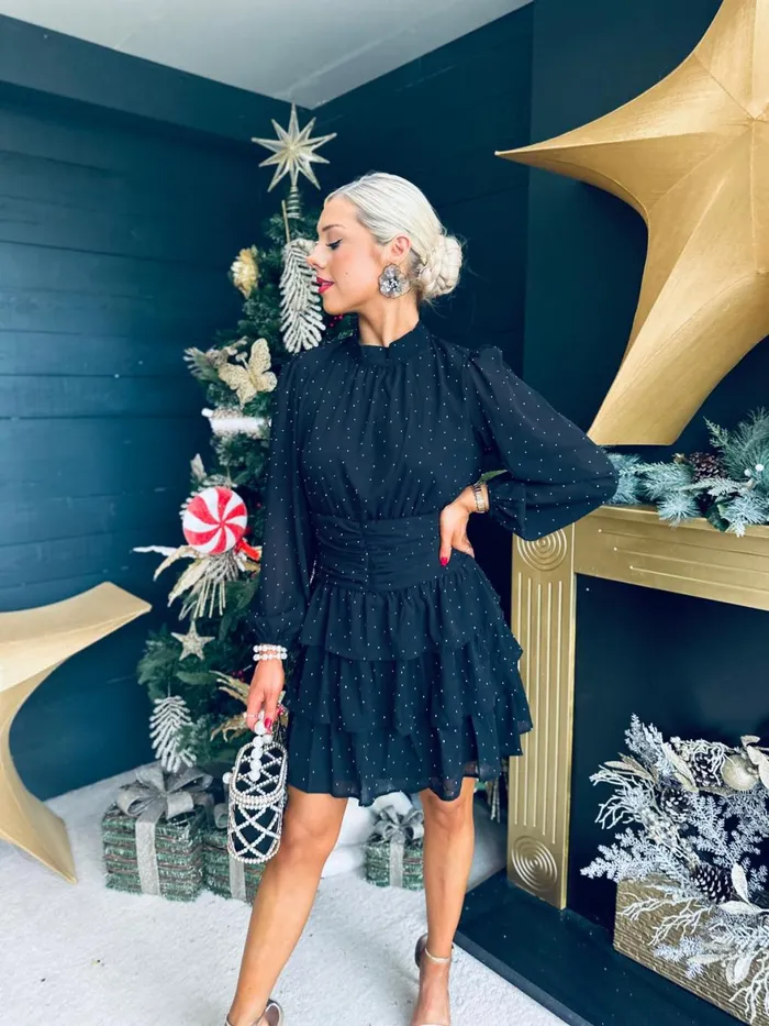 Women Day Dress Canella Lane Sally High Neck Mini Dress Black