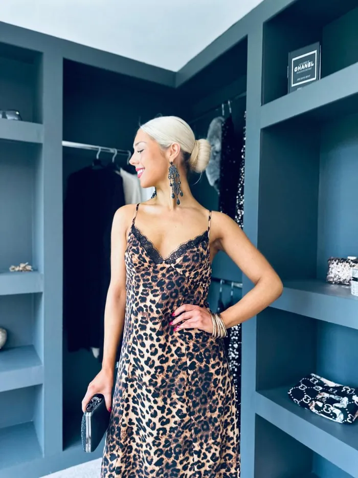 Women Day Dress Canella Lane Valentina Dace Detail Maxi Dress Leopard