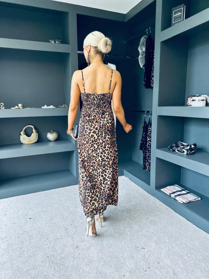 Women Day Dress Canella Lane Valentina Dace Detail Maxi Dress Leopard