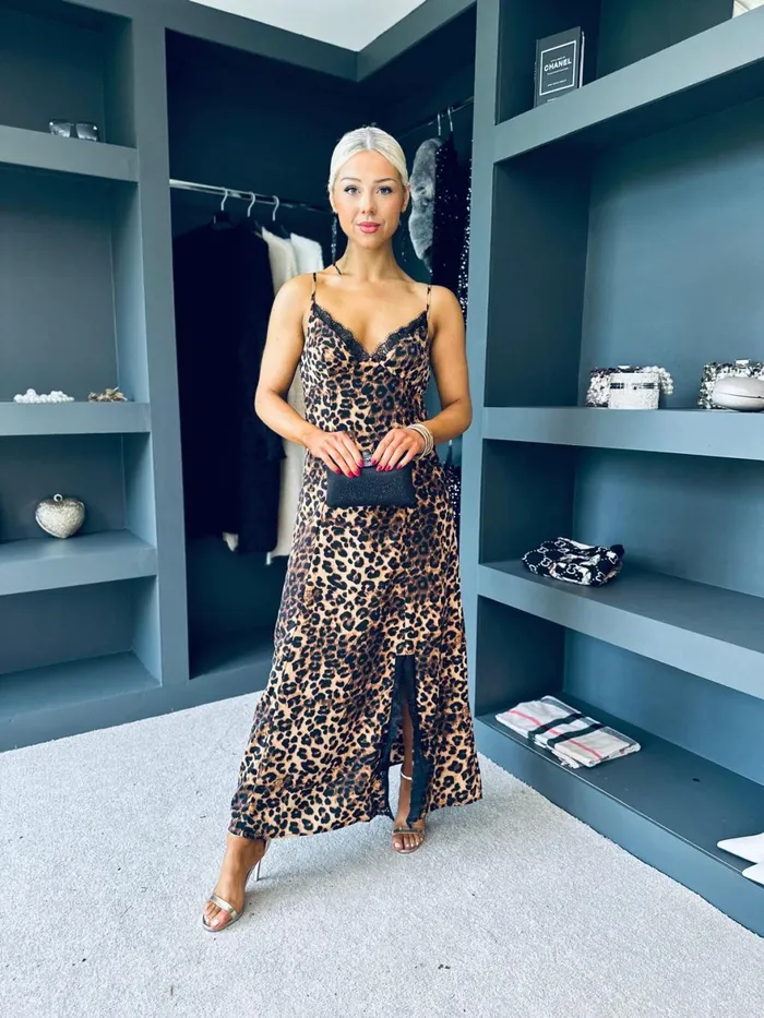 Women Day Dress Canella Lane Valentina Dace Detail Maxi Dress Leopard
