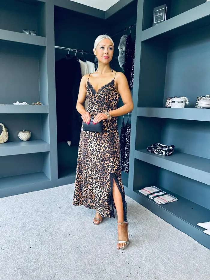Women Day Dress Canella Lane Valentina Dace Detail Maxi Dress Leopard