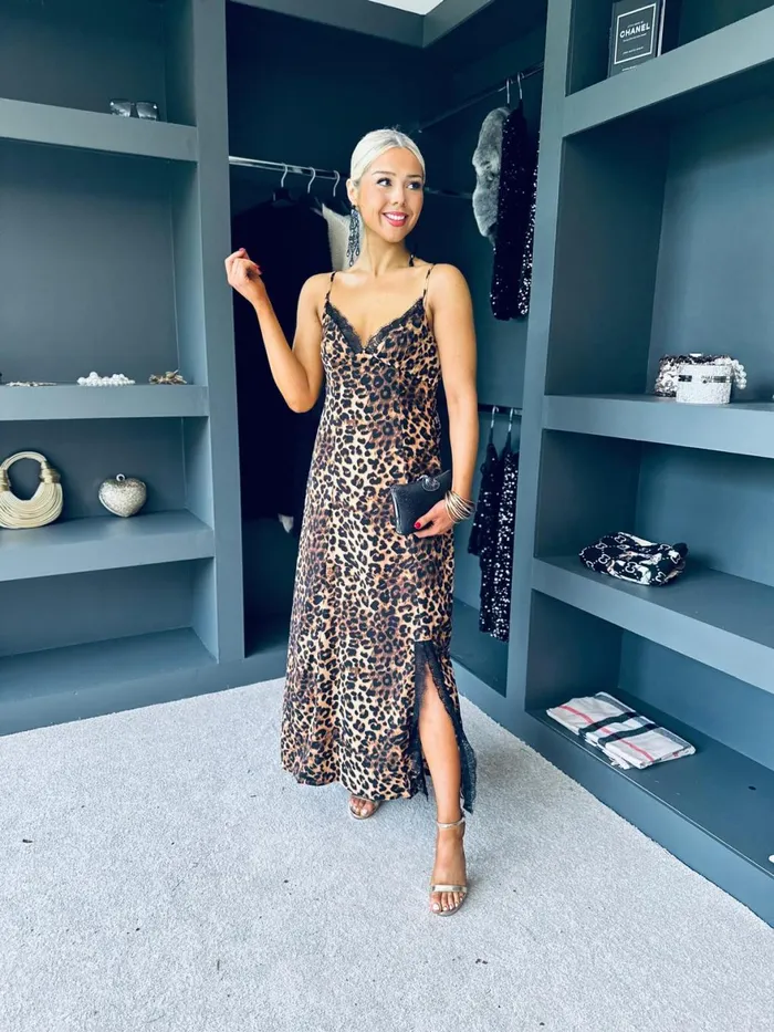 Women Day Dress Canella Lane Valentina Dace Detail Maxi Dress Leopard