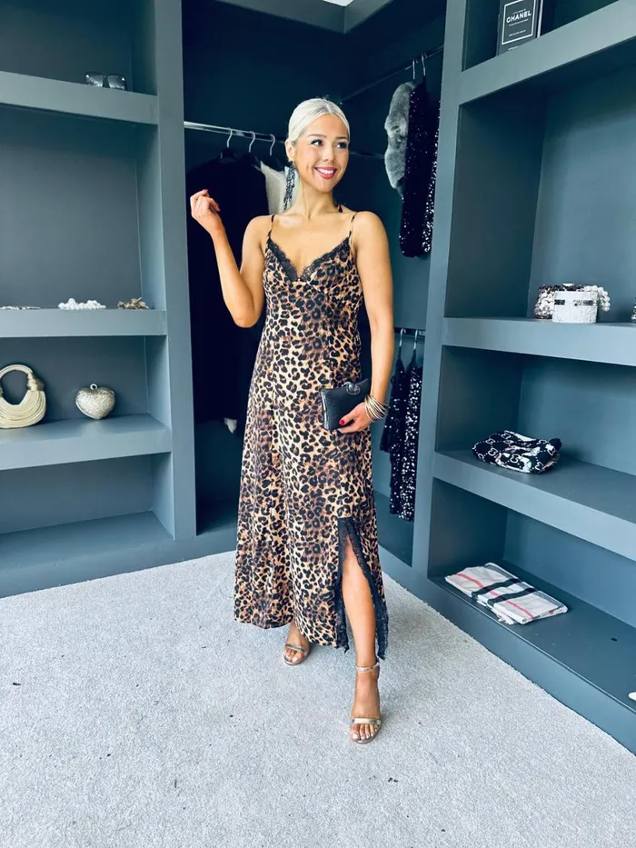 Women Day Dress Canella Lane Valentina Dace Detail Maxi Dress Leopard