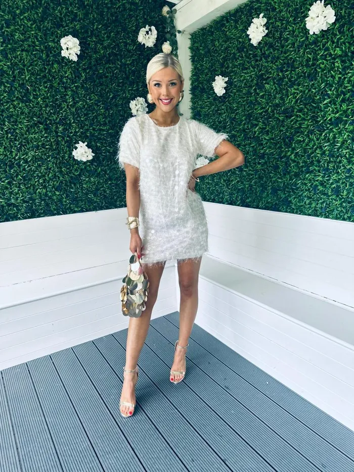 Women Day Dress Canella Lane Valerie Sequin Mini Dress Off White