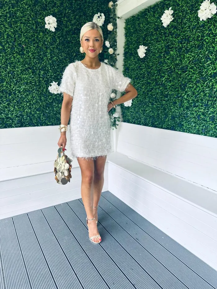 Women Day Dress Canella Lane Valerie Sequin Mini Dress Off White