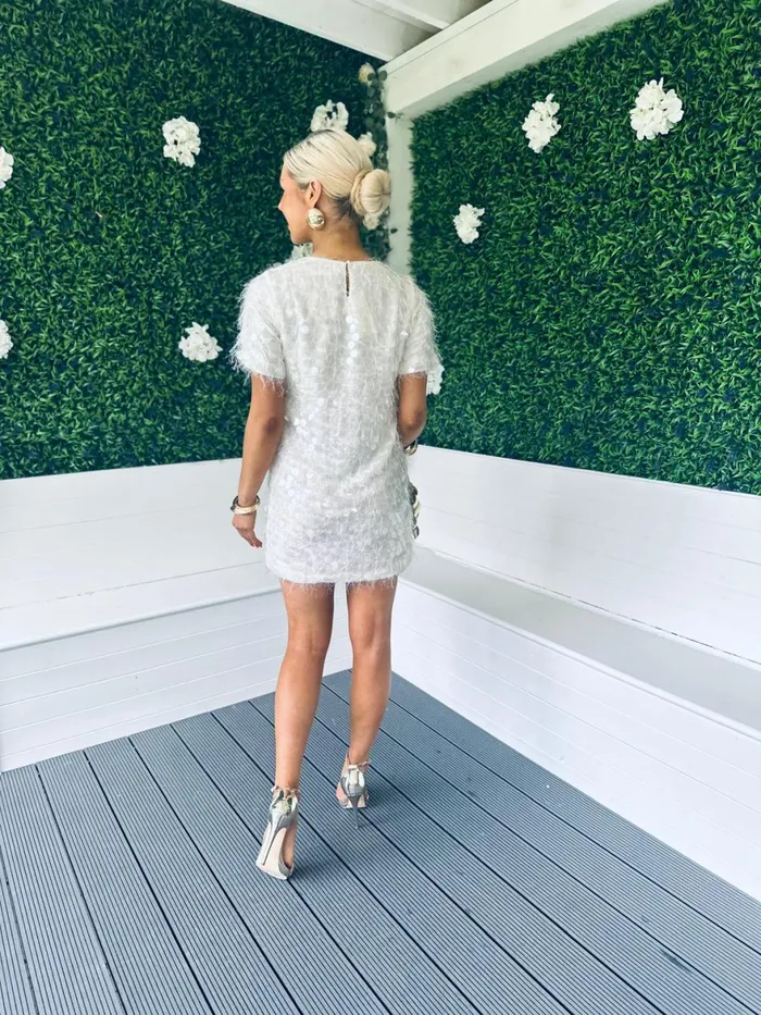 Women Day Dress Canella Lane Valerie Sequin Mini Dress Off White