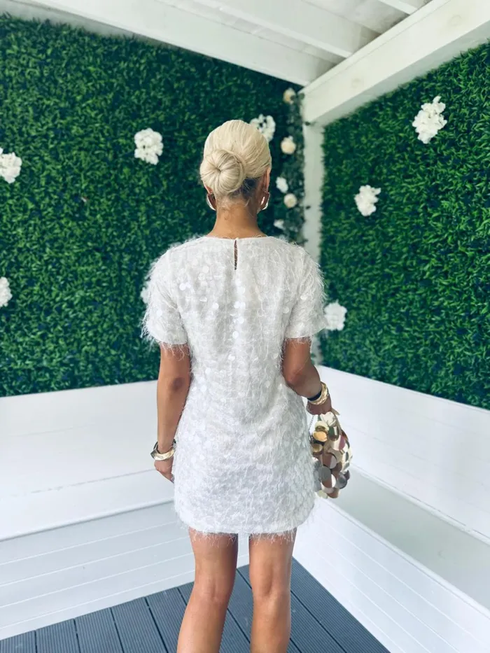 Women Day Dress Canella Lane Valerie Sequin Mini Dress Off White