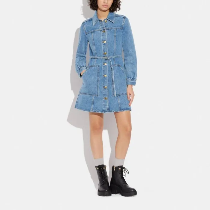 Women Denim Dress Blue Coach Dresses