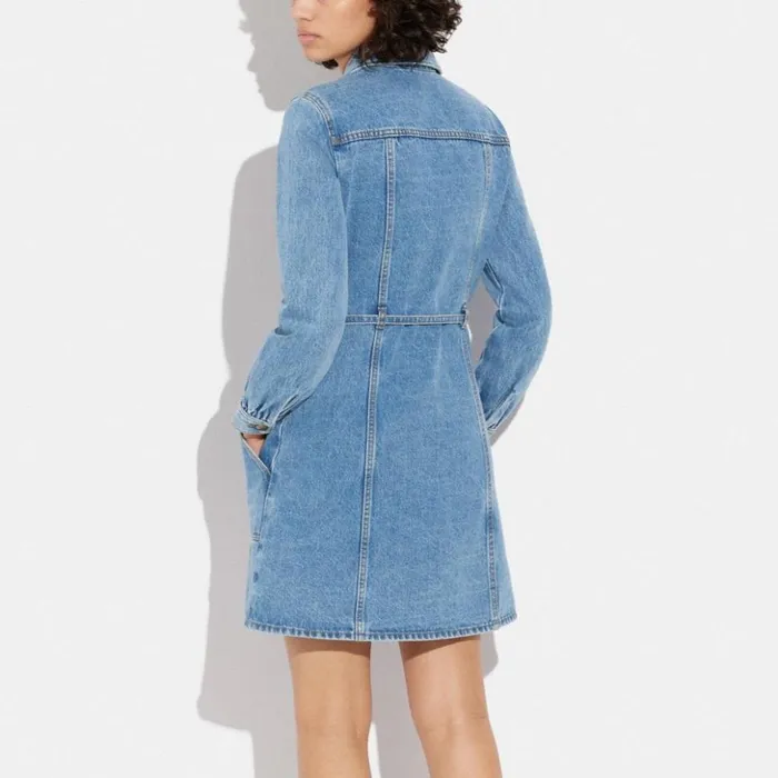 Women Denim Dress Blue Coach Dresses