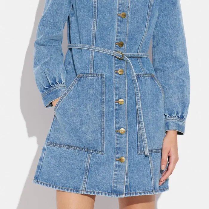 Women Denim Dress Blue Coach Dresses