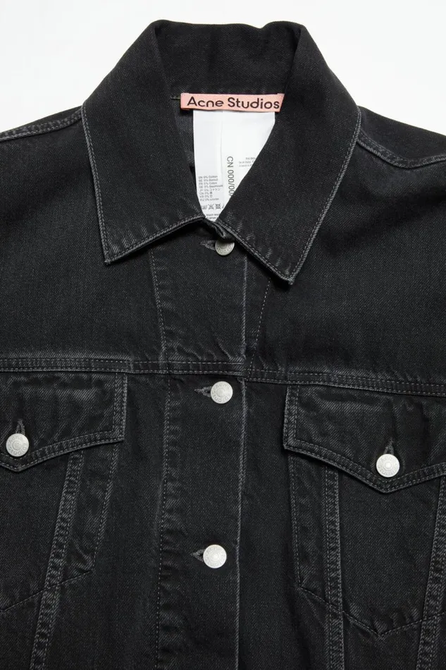 Women Denim Jacket 8211 Relaxed Cropped Fit Black Acne Studios Outerwear