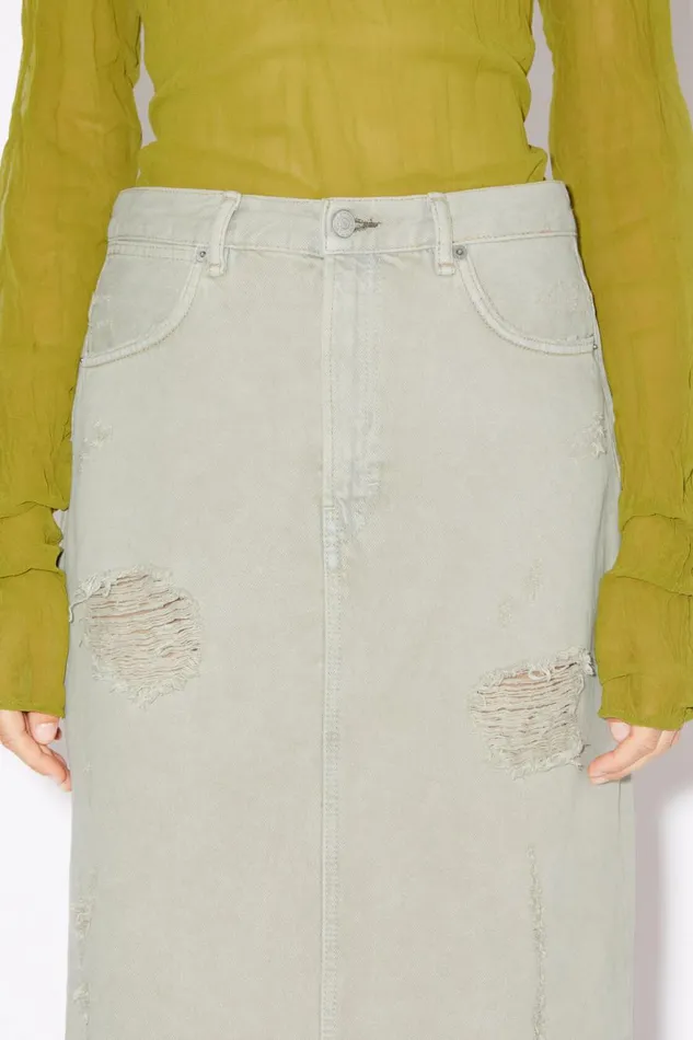 Women Distressed Denim Skirt Beigegrey Acne Studios Skirts