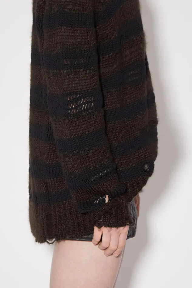 Women Distressed Stripe Jumper Warm Charcoal Greyblack Acne Studios Knitwear