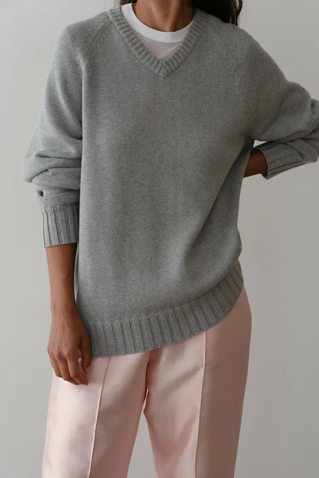 Women DONNI Sweaters The Cotton Cashmere VNeck Sweater