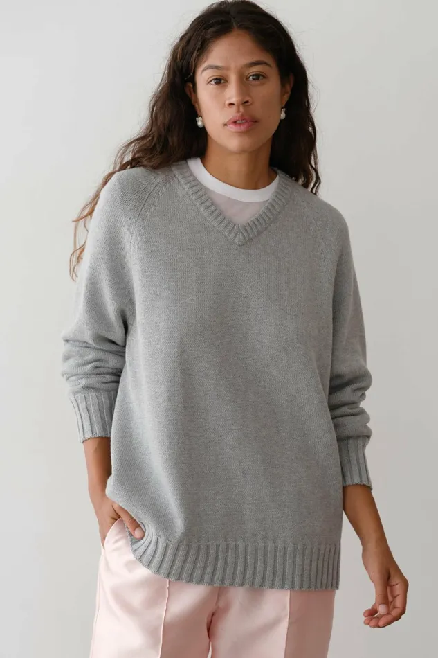 Women DONNI Sweaters The Cotton Cashmere VNeck Sweater