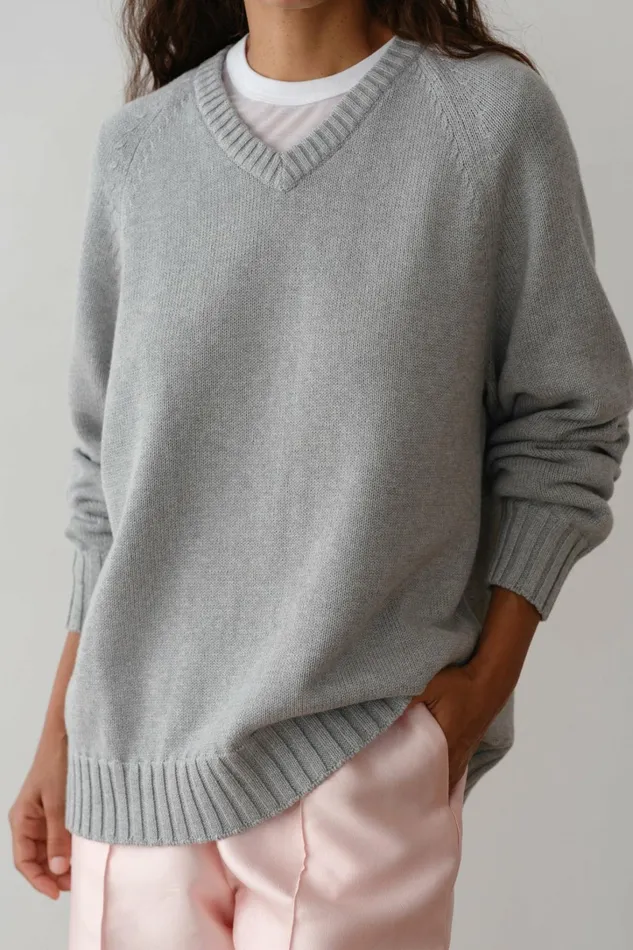 Women DONNI Sweaters The Cotton Cashmere VNeck Sweater