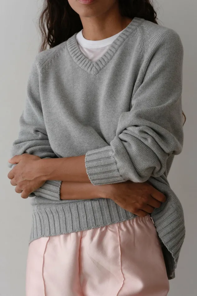 Women DONNI Sweaters The Cotton Cashmere VNeck Sweater