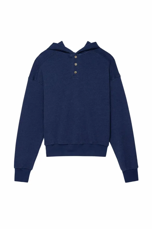 Women DONNI Tops Eco Fleece Button Hoodie