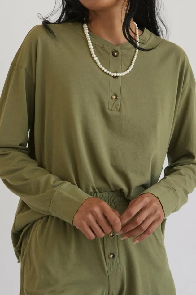 Women DONNI Tops Light Henley Long Sleeve
