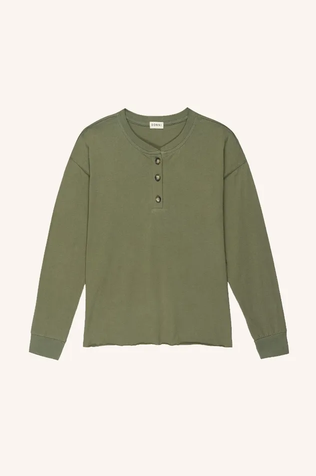 Women DONNI Tops Light Henley Long Sleeve