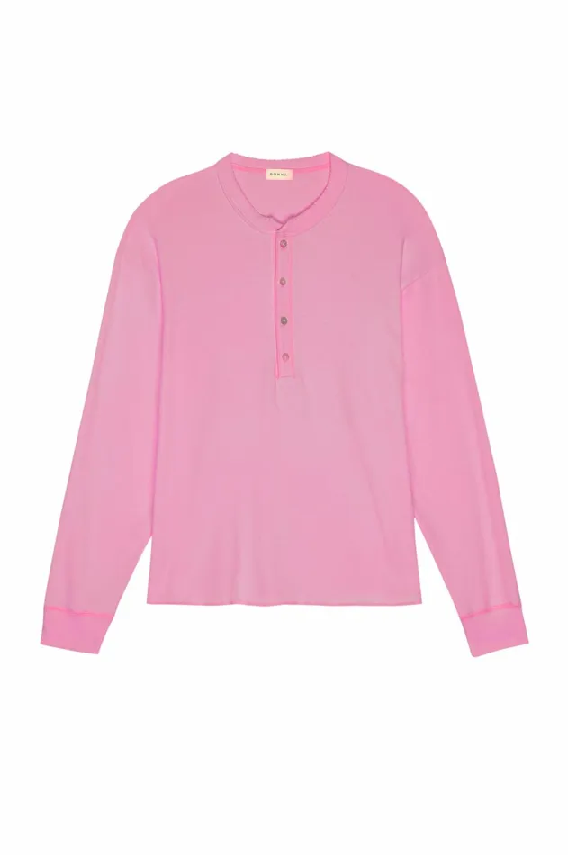 Women DONNI Tops The Scallop Henley Bonbon