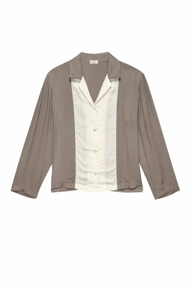 Women DONNI Tops The Silky Bowling Shirt Mushroom