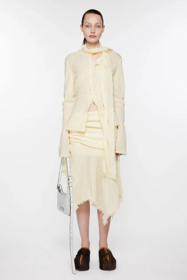 Women Draped Asymmetric Skirt Warm White Acne Studios Skirts