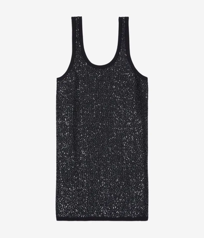 Women Dresses and Jumpsuits THE KOOPLES Black Sequin Knit Short Dress Women Dresses and Jumpsuits THE KOOPLES Black Sequin Knit Short Dress