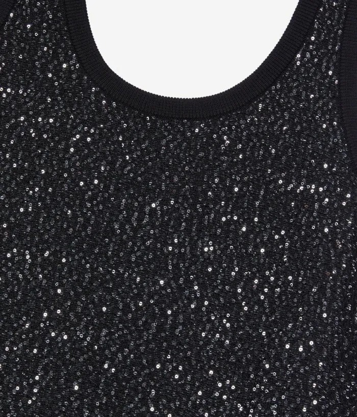 Women Dresses and Jumpsuits THE KOOPLES Black Sequin Knit Short Dress Women Dresses and Jumpsuits THE KOOPLES Black Sequin Knit Short Dress