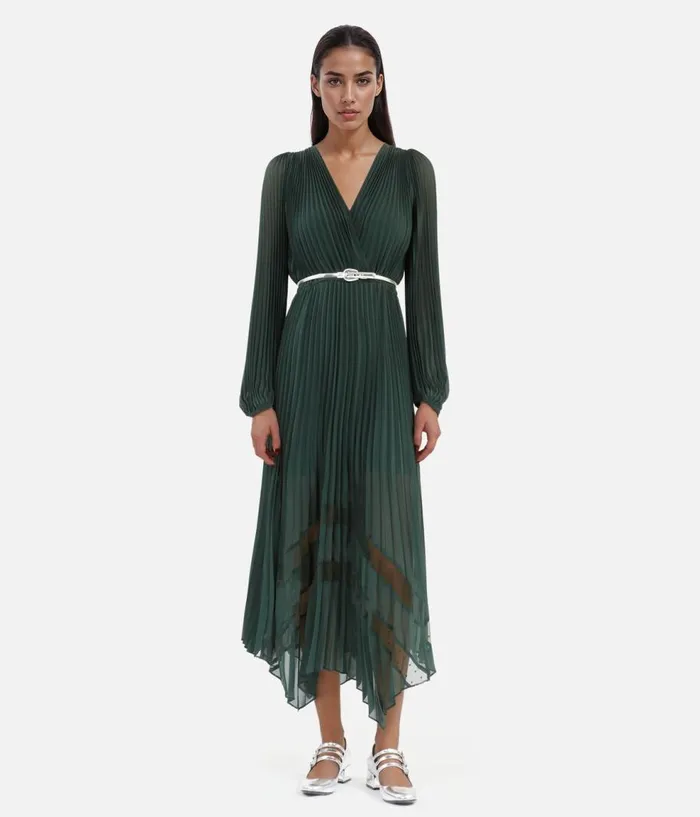 Women Dresses and Jumpsuits THE KOOPLES Green Pleated Long Dress