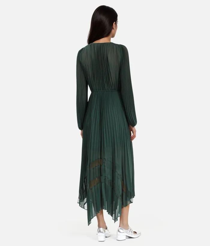 Women Dresses and Jumpsuits THE KOOPLES Green Pleated Long Dress Women Dresses and Jumpsuits THE KOOPLES Green Pleated Long Dress