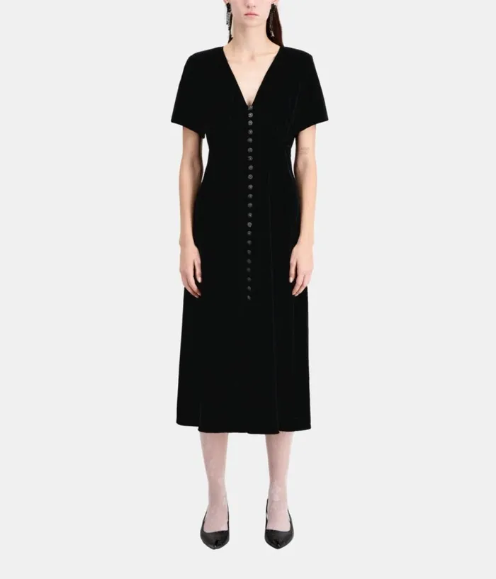 Women Dresses and Jumpsuits THE KOOPLES Long Black Velvet Dress Women Dresses and Jumpsuits THE KOOPLES Long Black Velvet Dress