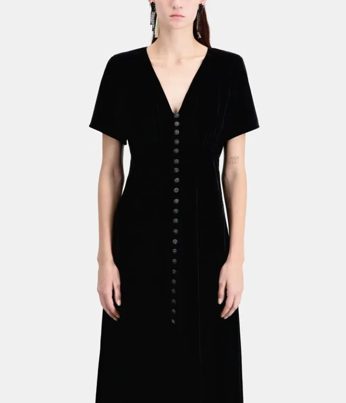 Women Dresses and Jumpsuits THE KOOPLES Long Black Velvet Dress Women Dresses and Jumpsuits THE KOOPLES Long Black Velvet Dress