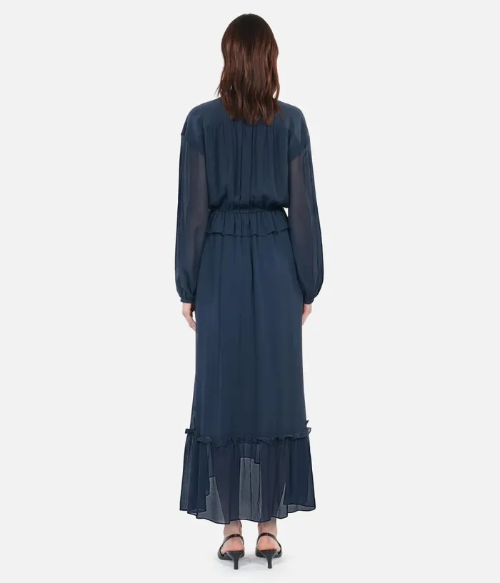 Women Dresses and Jumpsuits THE KOOPLES Long Navy Blue Silk Dress Women Dresses and Jumpsuits THE KOOPLES Long Navy Blue Silk Dress
