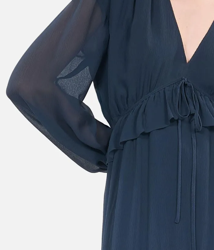 Women Dresses and Jumpsuits THE KOOPLES Long Navy Blue Silk Dress Women Dresses and Jumpsuits THE KOOPLES Long Navy Blue Silk Dress